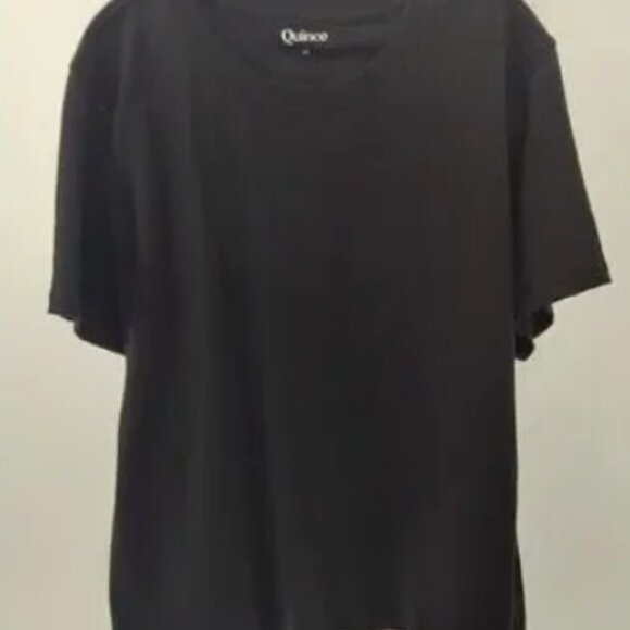 **New with Tags** Quince Women 100% Organic Cotton Boxy Crewneck Tee Black M - Picture 2 of 3